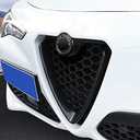 YIWANG Carbon Fiber Style ABS Chrome Front Grill Decoration Frame Trim 2Pcs For Alfa Romeo Stelvio 2017 2018 2019 2020 Auto Accessories (NOT Applicable for Giulia) (Carbon Fiber)