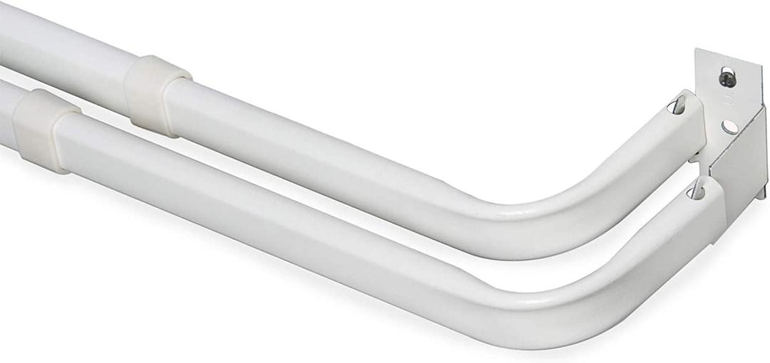 Yafa Home Fashion Durable Double Standard White Adjustable Curtain Rod Hardware Included (White, 48" - 86" [Set of 2])