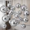 12PCS Silver Foil Balloons, 22in 15in 10in Different Sizes 4D Round Foil Balloon Large Silver Metallic Sphere Balloons for Graduation New Year Birthday Party Ceiling Decorations