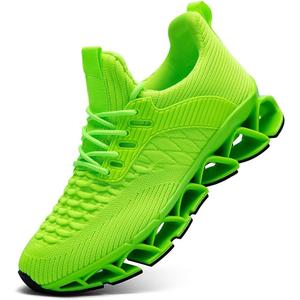 Mens Running Shoes Breathable Mesh Blade Walking Shoes Slip on Tennis Sneakers Fashion Non Slip Work Sport Gym Cross Trainer, Green. 47 Size