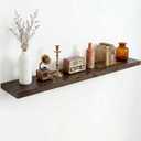 Dreamland Rustic Elm Wood Floating Shelves for Wall Decor, 48 Inch Long Wooden Floating Shelves Wall Mounted, 8 Inch Deep Wall Shelf for Bathroom, Living Room, Kitchen, Bathroom, Walnut