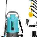 Battery Powered Sprayer, 1.3-Gallon/5L Electric Pump Sprayer with Six Nozzles, Adjustable Shoulder Strap and Spray Wand for Garden, Lawn and Other Cleaning, Blue (Knapsack-1.35 Gal (5L))