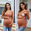 Glampunch Women's Maternity Nursing Tops Long Sleeve Breastfeeding Top Tee Shirt Double Layer Pregnancy Shirt (M)
