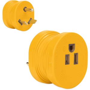 Camco PowerGrip 30AM/15AF Camper & RV Electrical Adapter Features 30-amp male (NEMA TT-30P) & 15-amp female (NEMA 5-15R) Connections - Designed w/Non-Slip Grooves for Easy Removal - 125V/1875W (55233)