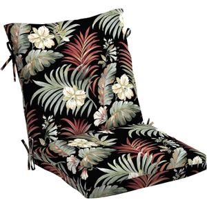 Arden Outdoor Plush Modern Tufted Blowfill Dining Chair Cushion, 21 x 40, Water Repellent, Fade Resistant, Tufted Cushion for Dining and Bistro Chairs, Simone Black Tropical