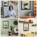 2 Pack Picture Frame Wall Plant Holder Wall Planters for Indoor Plants Metal Window Hanging Shelves Black Pot Holder Ring for Living Room Bedroom Bathroom Home Decor