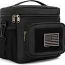 FlowFly Tactical Lunch Bag Large Insulated Lunch Box Cooler Tote for Men, Women with MOLLE/PALS Webbing (Black) (Medium)