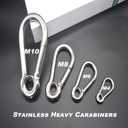10 PCS M5 2 inch Stainless Steel Heavy Duty Carabiner Clips Keychain with Round Hole Snap Hook Quick Links Safety Chain Rigging Accessories Tool