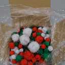 Lusy DM 1200 Pieces Christmas Pom Pom Glitter Pom Pom Balls Christmas Tinsel pom pom for Craft Making and Hobby Supplies (4 Sizes, White, Red, Green)