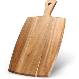 Best Acacia Wood Cutting Board with Handle Wooden Charcuterie Board Kitchen Chopping Boards for Bread Meat Cutting boards Fruit Cheese Serving Board Butcher Block Carving Board, 17" x 10"