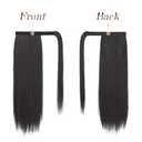 FESHFEN Straight Ponytail Extension 18 inch Natural Long Ponytails Wrap Around Clip in Pony Tail Hair Piece Synthetic Hairpieces for Women, Black Brown