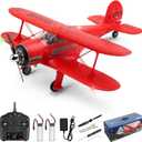 CKYSCHN WLtoys A300 4-Ch RC Plane, Beechcraft D-17 RC Airplanes with Lights, 6G/3D Brushless RC Planes with 2 Batteries, 2.4G Remote Control RC Airplanes Gifts for Adults (Red)