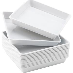 JOIKIT 15 PCS 11.4 x 11.4 Inch Square Plant Saucer, Plastic Plant Saucer Drip Tray, Square Flower Pot Tray for Indoors and Outdoor Plant Pots, 1.6 Inch Deep, White