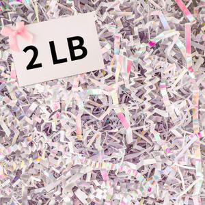 woric 2 LB Crinkle Cut Paper Shred Filler, Iridescent White Crinkle Paper Shred Baskets Filler Shredded Paper for Gift Box Filling Mother's Day Baby Shower Birthday Wedding