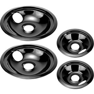 WB31M20 WB31M19 Black Porcelain Drip Pans Replacement for G-E Hot-point Electric Rang/Stove Fetechmate Electric Stove Burner Drip Pans of 4 Replace WB31T10014, WB31T10015, WB31M0019, WB31M0020-Style B
