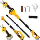 Cordless Pruning Shears Compatible with Dewalt 20V, Electric Pruning Shears with Extension Pole up to 4.57m Range, LCD Display 30 mm Battery Pruning Shears & Loppers for Garden (No Battery)