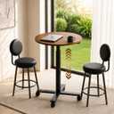 Bar Table, Height-Adjustable Round Pub Table, Antique Wood Color, 23.6 x 23.6 x 28.3-42.5 inches