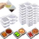 16Pcs Double Compartment Snack Containers, Reusable with Lid, 2 Compartment Lunch Box, Travel Size Condiments, Sauce Containers