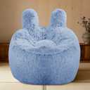 Fluffy Bean Bag Chair for Kids, with Soft Plush Faux Fur Cover, 2.5FT Round Memory Foam Bean Bag Chairs for Teens & Kids, Ultra Soft Sofa for Living Room/Bedroom/Dorm,Blue