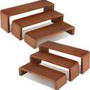 2 Sets, 6 PCS Total, Wood Risers Display Stand, Cupcake Dessert Cake Stand, Wooden Cologne Perfume Stands, Wood Riser for Kitchen Counter, Vendor Booth Display Items, Size: 9.4in, 10.6in, 11.8in (Walnut Color)