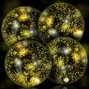 HyDren 4 Pack LED Light up Beach Ball 12 Inches Glow in The Dark Pool Balls Confetti Glitters Inflatable Light up Beach Ball Pool Toys for Teens Adults Summer Disco Party Favors(Orange, Yellow)