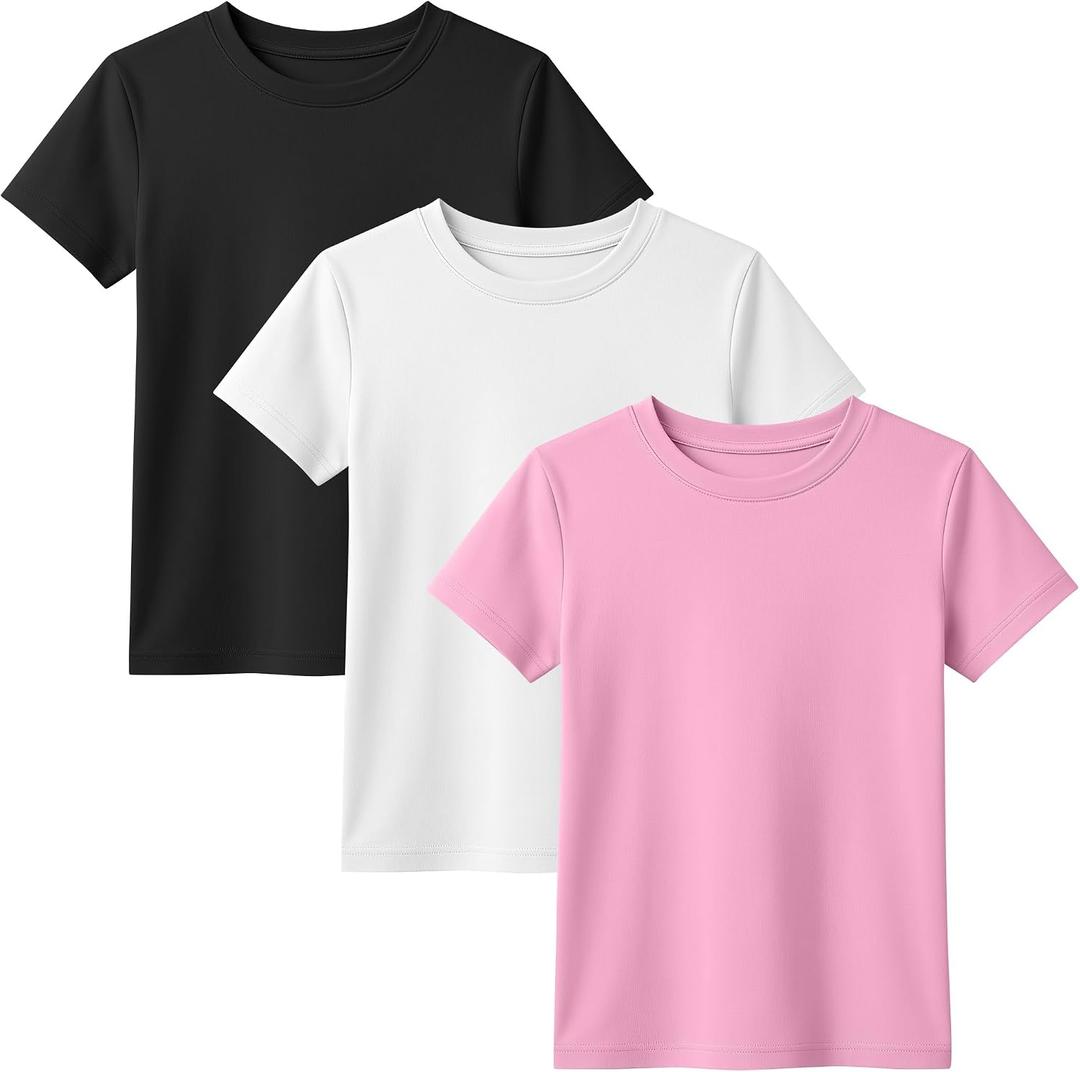 3 Pack Toddler Short Sleeve Tops | Crew Neck, Slim Fit, Summer Tees, Basic, Cute, Casual Tops, for Kids 18M-5T