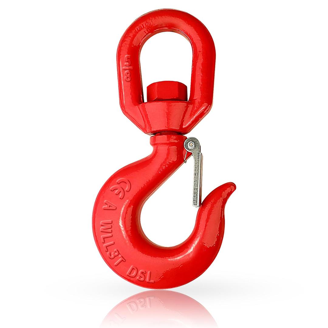 SCIEO 3 Ton Swivel Lifting Hook Heavy Duty Rigging Swivel Hook, G80 Crane Swivel Hook Hoist Swivel Eye Hook for Rigging and Lifting, Rotating Swivel Hook with Safety Latch for 6614 lbs Load Capacity