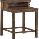 Major-Q 25" H Transitional Style Clean and Classic Rectangular Wooden Top End Table with 2 Storage Compartments