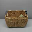 Ludmilla Large Rectangular Water Hyacinth Woven Wicker Basket with Handles | Multi-Purpose Organizer for Halloween & Thanksgiving Storage, Laundry, and More (16" x 12" x 13" - Natural Brown)