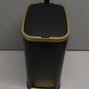 CEROELDA Small Bathroom Trash Can with Lid Soft Close-5L/1.3 Gal Slim Garbage Can-Metal Step Wastebasket-Rectangle Narrow Waste Bin for Office, Bedroom, Toilet, Live Room-Black