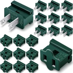 Flutesan 20 Pieces Vampire Plugs Female and Male Slip Plug Electrical Lighting Adapter Green Zip Inline Adapter for Xmas Holiday Party (SPT-2)