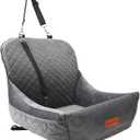Dog Car Seat,Fully Detachable and Washable Cover,Easy to Assemble,Comfy Cushion Fill in Memory Foam,2 Clip-On Safety Leashes and Storage Pockets (Grey)