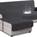 VANSOFY Upgraded Sectional Couch Covers 100% Waterproof L Shaped Sofa Slipcover Reversible Chaise Lounge Cover for Sectional Sofa Furniture Protector Cover for Pets Dog Cat(Small, Charcoal Gray)