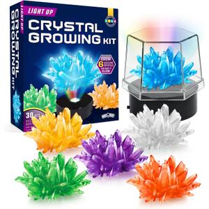 BenBen Crystal Growing Kit for Kids, Grow 6 Crystals with Light Up Display Stand, Educational STEM Toys for Girls and Boys, Science Kit for Kids Age 8-14, Birthday Gifts Science Experiments