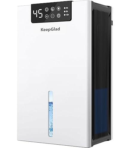 Dehumidifier, 98OZ Dehumidifiers for Home(1000sq.ft), Humidity Display Dehumidifier for Basement Bathroom Bedroom, Auto Shut Off, Washable Filter, Drain Hose, Timer, 7 Ambient Lights, White