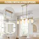 4-Light Brushed Gold Linear Chandelier,28.1" Dining Room Light Fixture