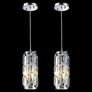 Pendant Lights Kitchen Island Modern Chrome Pendant Light Fixtures, Island Pendant Lights for Kitchen, mini pendant lights Crystal, Adjustable Hanging Lights Fixture for Dinning Room (Chrome 2-Pack)