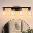 4-Light Bathroom Light Fixtures with Water Ripple Glass, Oil Rubbed Bronze | Vanity Lights, Modern Wall Sconces, Over Mirror for Bathroom, Powder Room, Living Room