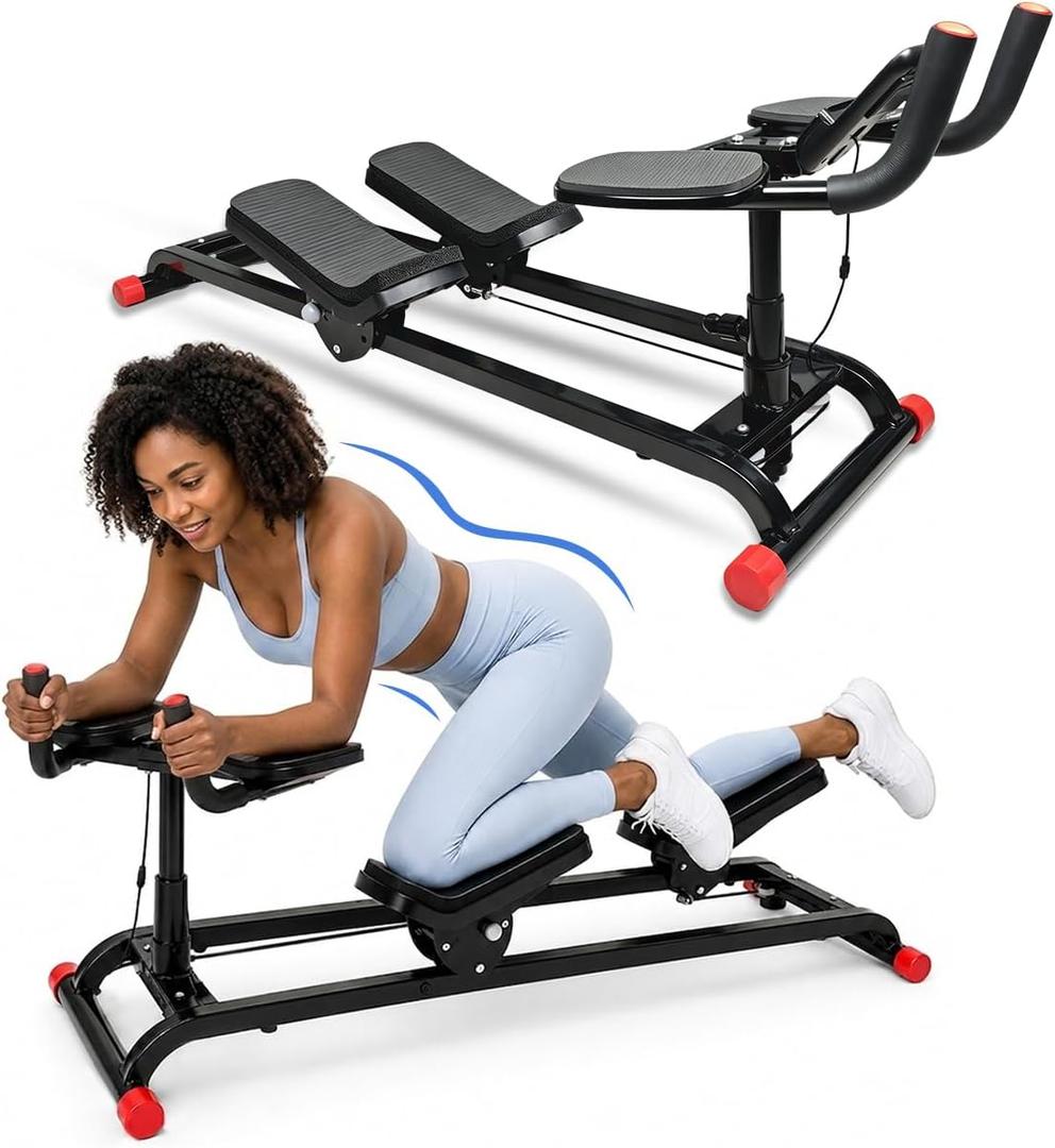 Spine Twist Stretcher, Crawling Workout Machine - Full Body Low-Impact Cardio Machine with Adjustable Hand Grips for Home & Gym, Abdominal, Waist and Core Training, Up to 330lb Capacity