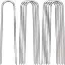 FAAYUCK 12 Inch Landscape Staples, 12/25/50/100 Pack Galvanized Garden Stakes, 8 Gauge Heavy Duty U-Shaped Ground Stakes for Weed Barrier Fabric, Irrigation Tubing, Fence, Outdoor Decorations