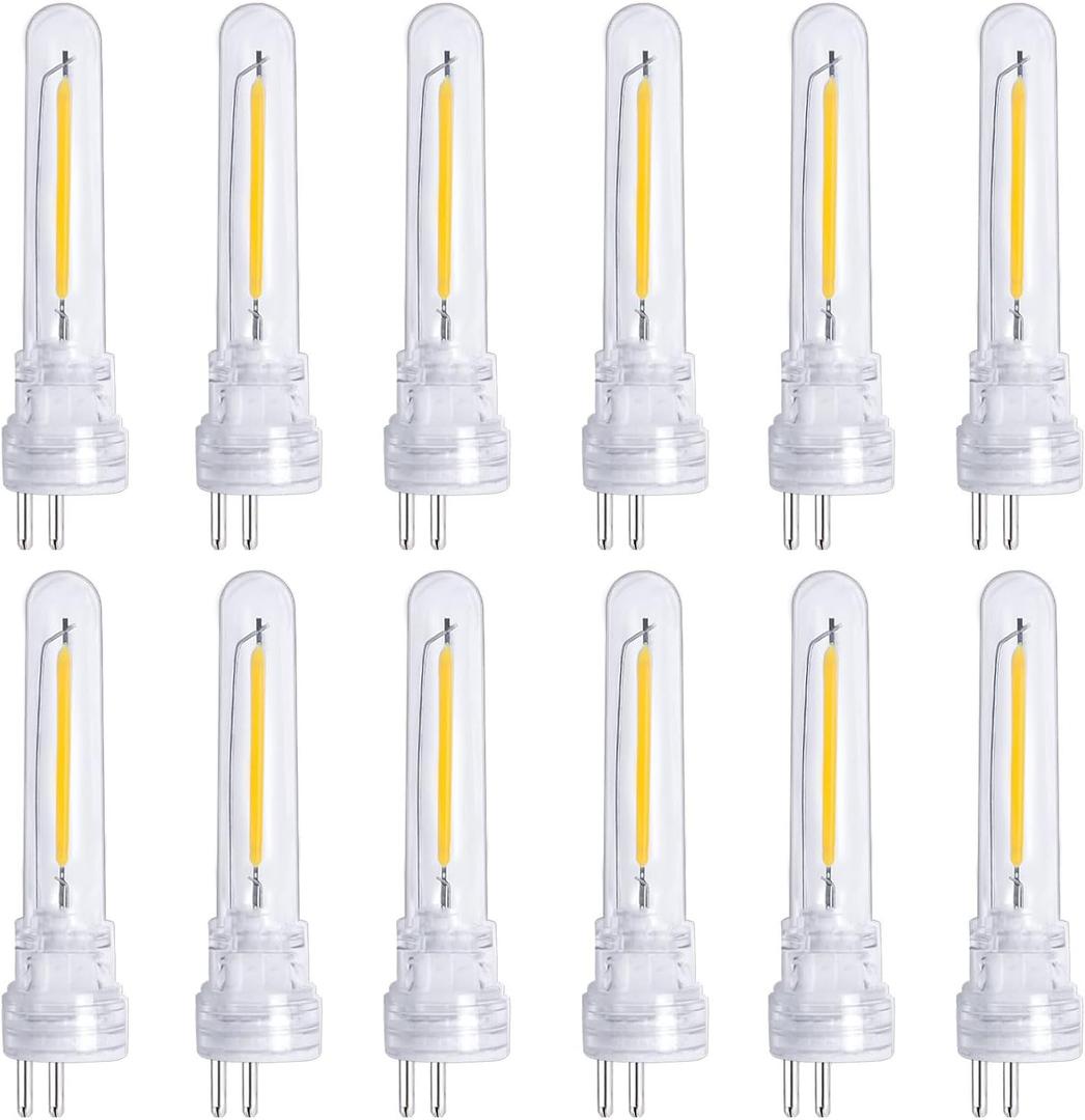 String Lights Replacement LED Bulb Filament 12 Packs, 2700K Warm White, S14 Light Bulb Accessories, Shatterproof Waterproof and Dimmable