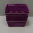 WYT 6-Pack Plastic Small Shelf Storage Weave Baskets Organizing for Cabinets and Pantries, Deep Purple