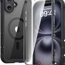 Diaclara Magnetic Designed for iPhone 16 Plus Cases,[Full Camera Protection] 360 Clear Bumper Compatible with MagSafe Built-in Screen Protector for 16 Plus,Magnetic Black