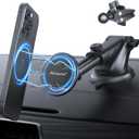 PROfezzion Suction Cup & Vent Clip Combo Magnetic Phone Holder Compatible with MagSafe on Car Dash, Windshield or Vent for iPhone 17 16 15 14 13 Pro Max, Mag-Safe Case & All Phones [Telescopic Arm]