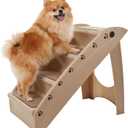 Pet Stairs - Home and Vehicle Foldable Nonslip Dog Steps with 4-Step Design - For Puppies, Kittens, and Other Small Pets by PETMAKER (Tan)