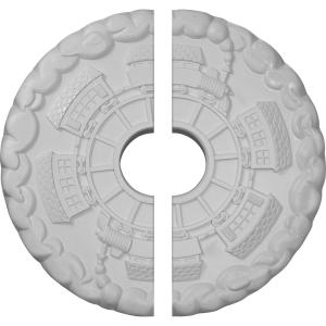 Ekena Millwork CM18KD2 18 1/2"OD x 3 7/8"ID x 1"P Kendall Train Station Ceiling Medallion, Fits Canopies up to 3-7/8", 2 Piece