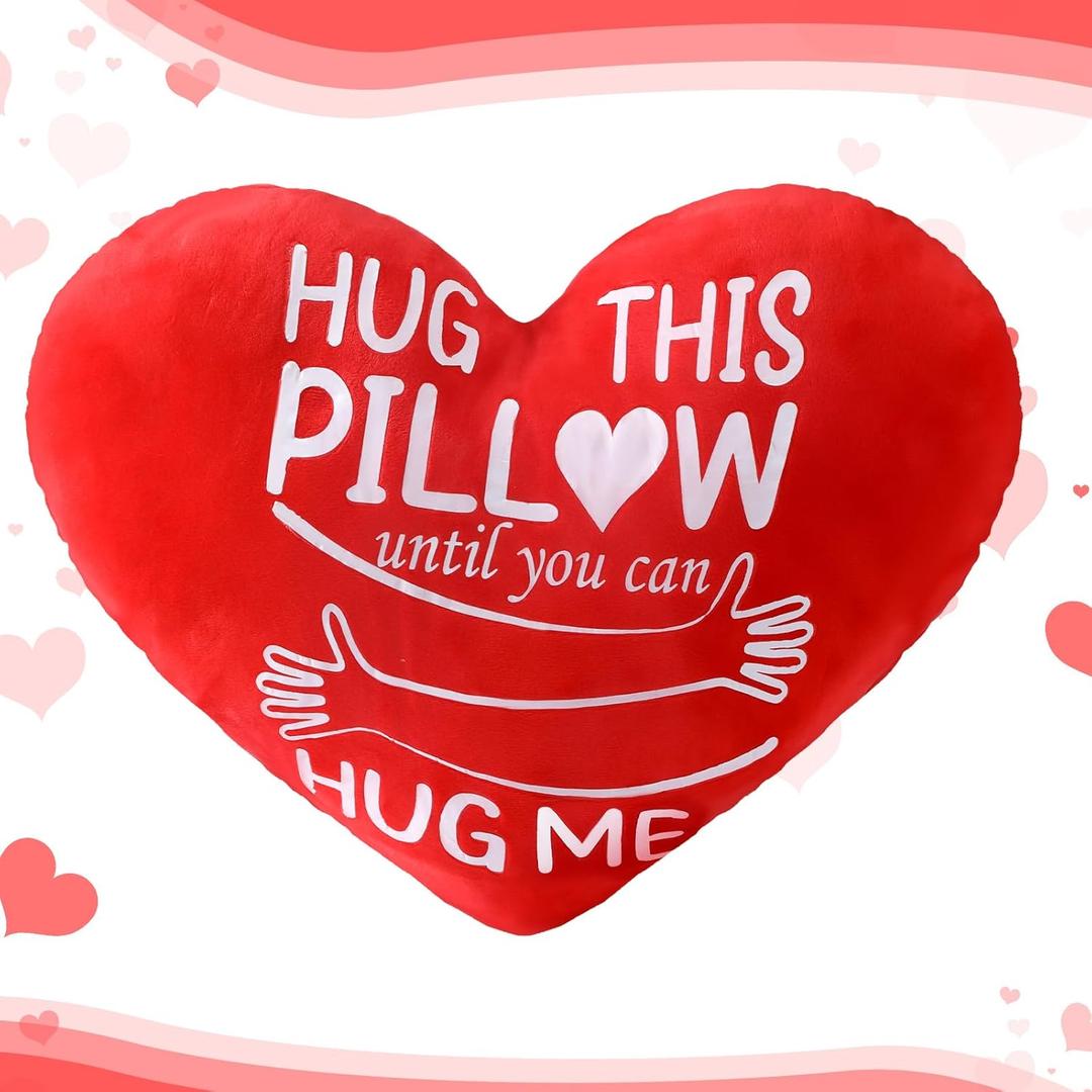 Valentines Day Gifts for Her Him Long Distance Relationship Gifts for Boyfriend Girlfriend Hug This Pillow Until You Can Hug Me Romantic Love You Decorative Pillow for Women Men Sofa Bed