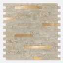 KASARO 10-Sheet Peel and Stick Backsplash Tiles for Kitchen, Marble Stone Beige with Vintage Golden Embellished Stripes, Self-Adhesive Wall Tile Stick on Bathroom, Fireplace, RV