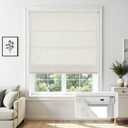 Joydeco No Drill Roman Shades Linen, Light Filtering, 20" W × 64" H, White