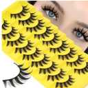 Losha Lashes Spiky Manga Lashes Wispy Anime False Eyelashes 9 Pairs 8D Asian Eye Lashes Natural Anime Fake Eyelashes (Lovely)